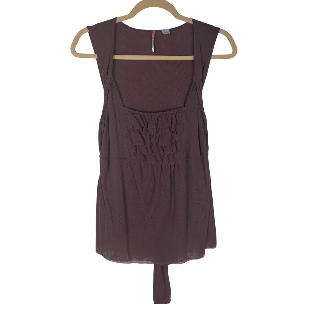 Anthropologie Ric Rac L Dusty Purple  Ruffle Top Blouse Whimsigoth Fairycore